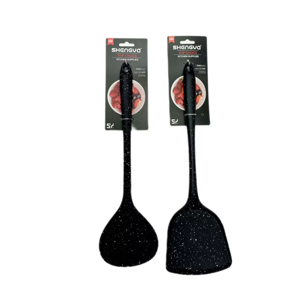 سرویس کفگیر و ملاقه 2 پارچه شنگیا مدل سیلیکونی کهکشانی کد NEW 1365