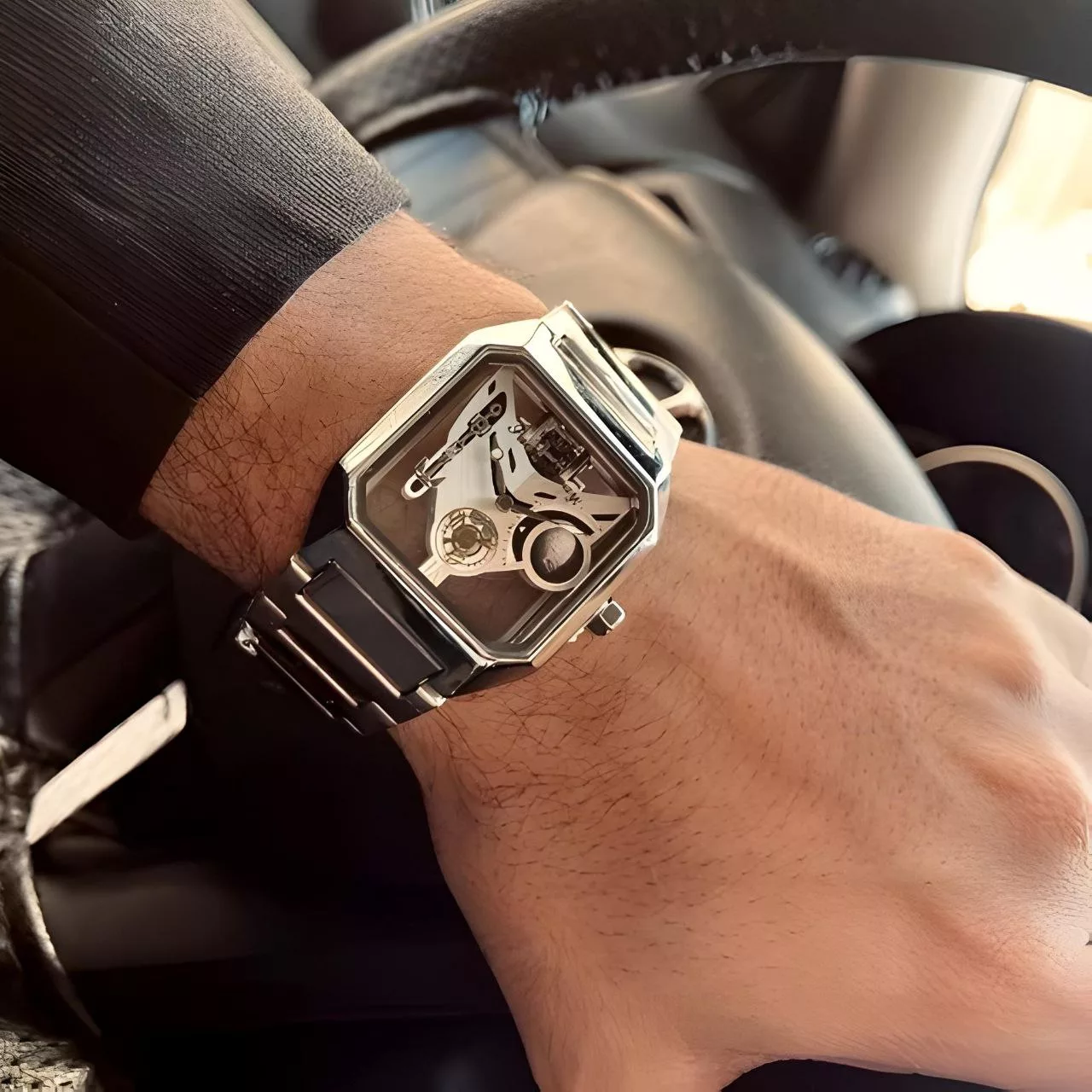 ساعت مچی عقربه‌ای کوارتز مردانه مدل پشت شیشه ای موتور پیدا کد n2