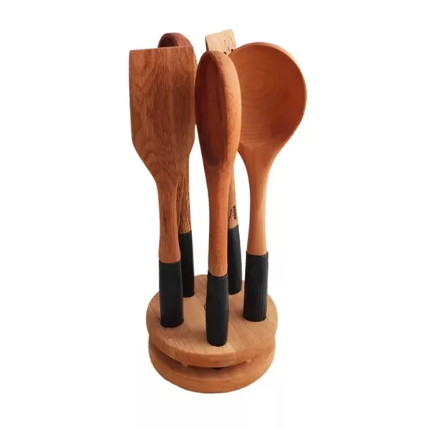 سرویس کفگیر و ملاقه 5 پارچه ریور مدل چوبی کد HS1