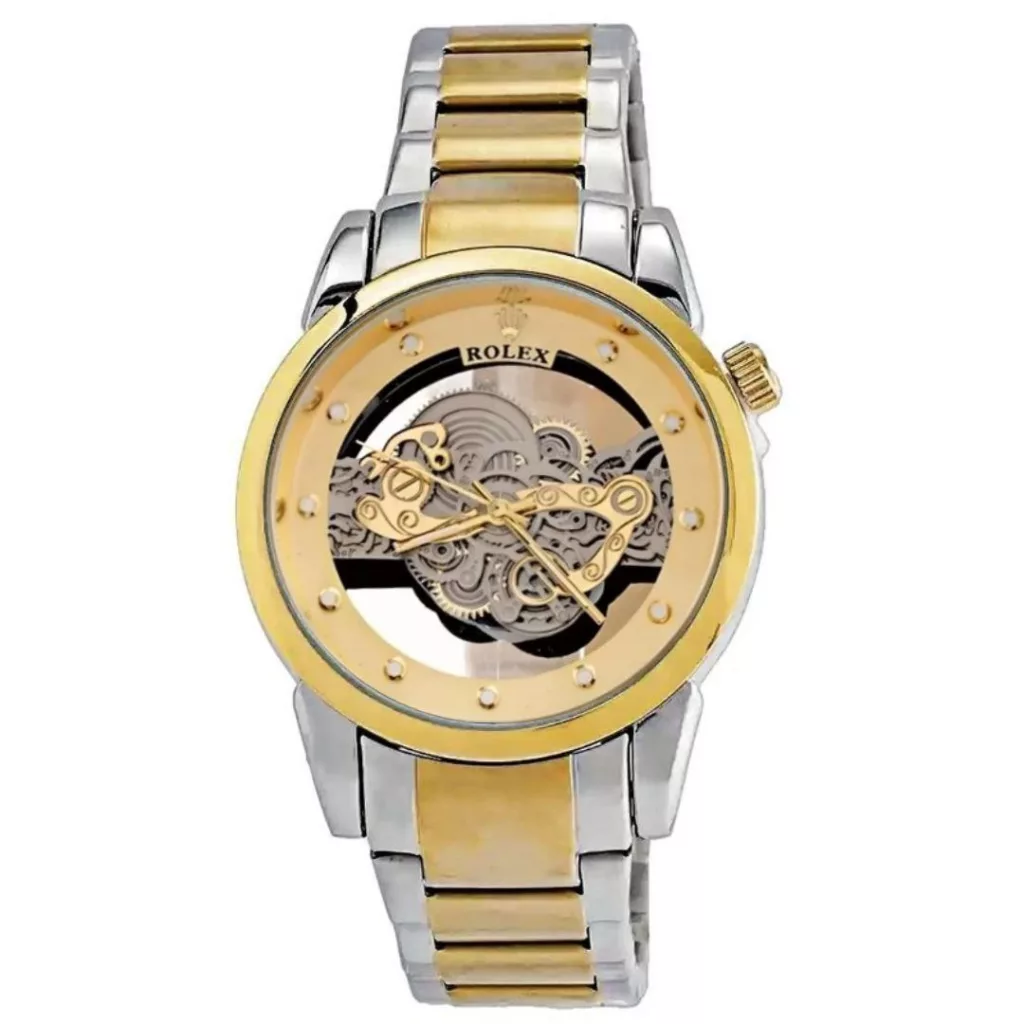 ساعت مچی عقربه‌ای کوارتز مردانه مدل پشت شیشه ای موتور نمایان کد 01