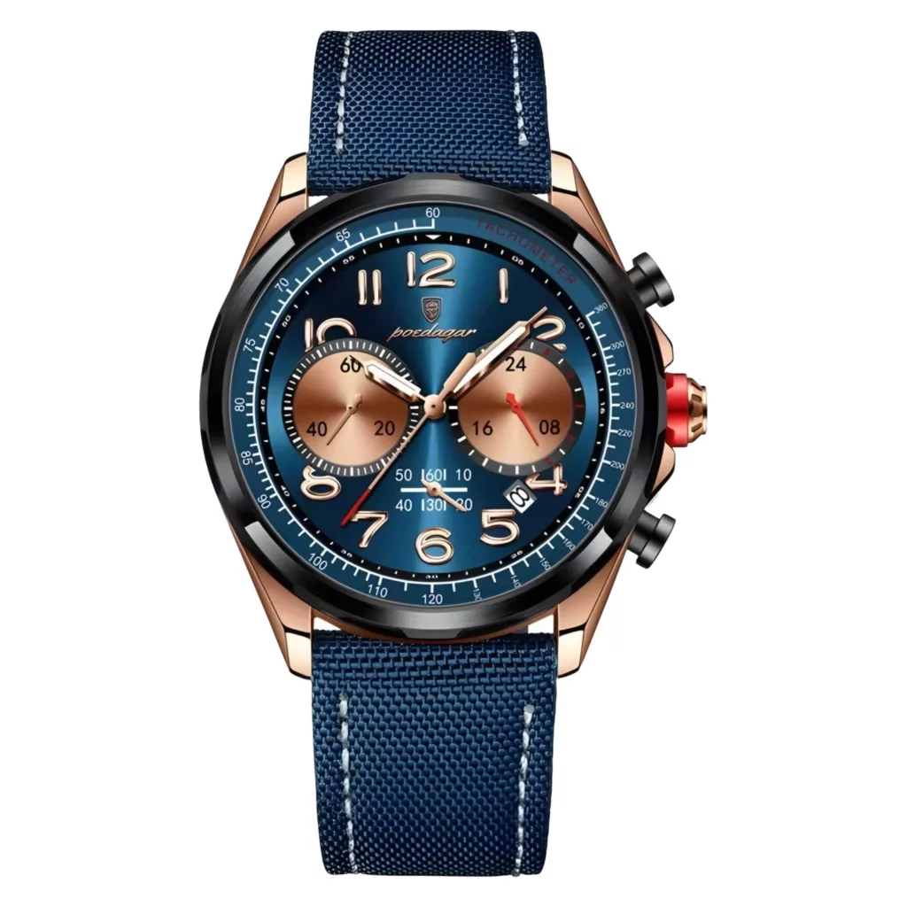 ساعت مچی عقربه‌ای کوارتز مردانه پوداگار مدل سه موتور فعال کرنوگراف کد 3