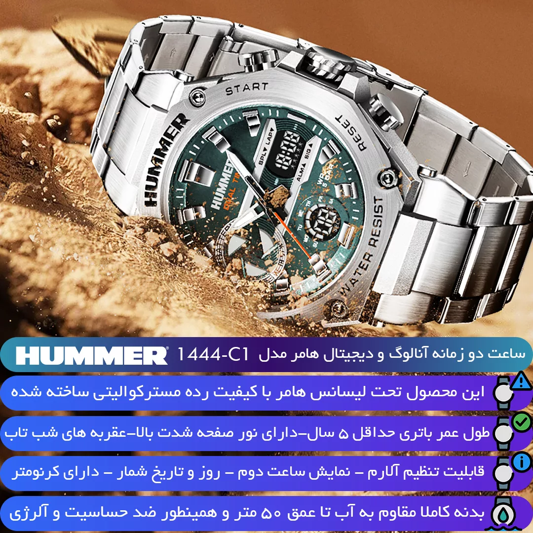 ساعت مچی عقربه‌ای کوارتز مردانه هامر مدل HM1444-C1