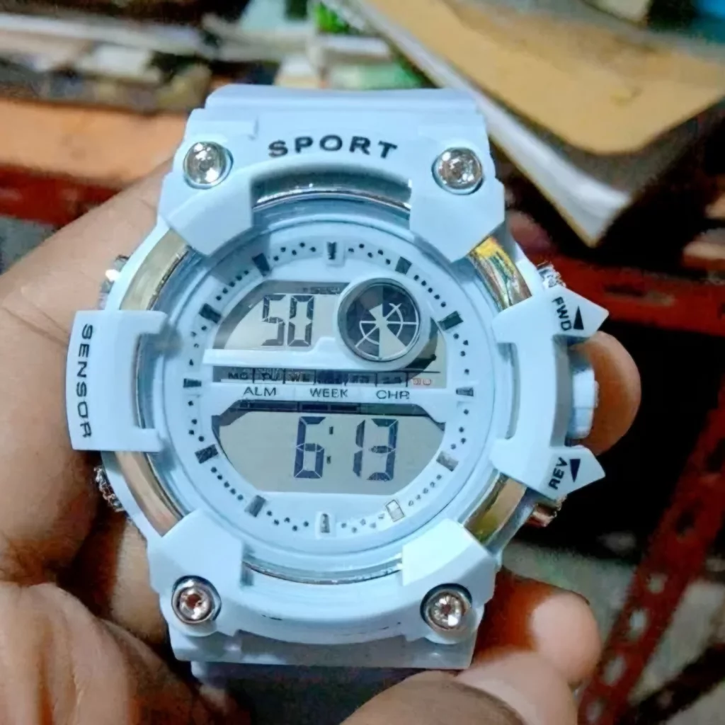 ساعت مچی دیجیتال مدل تک زمانه کرنومتر دار کد 8