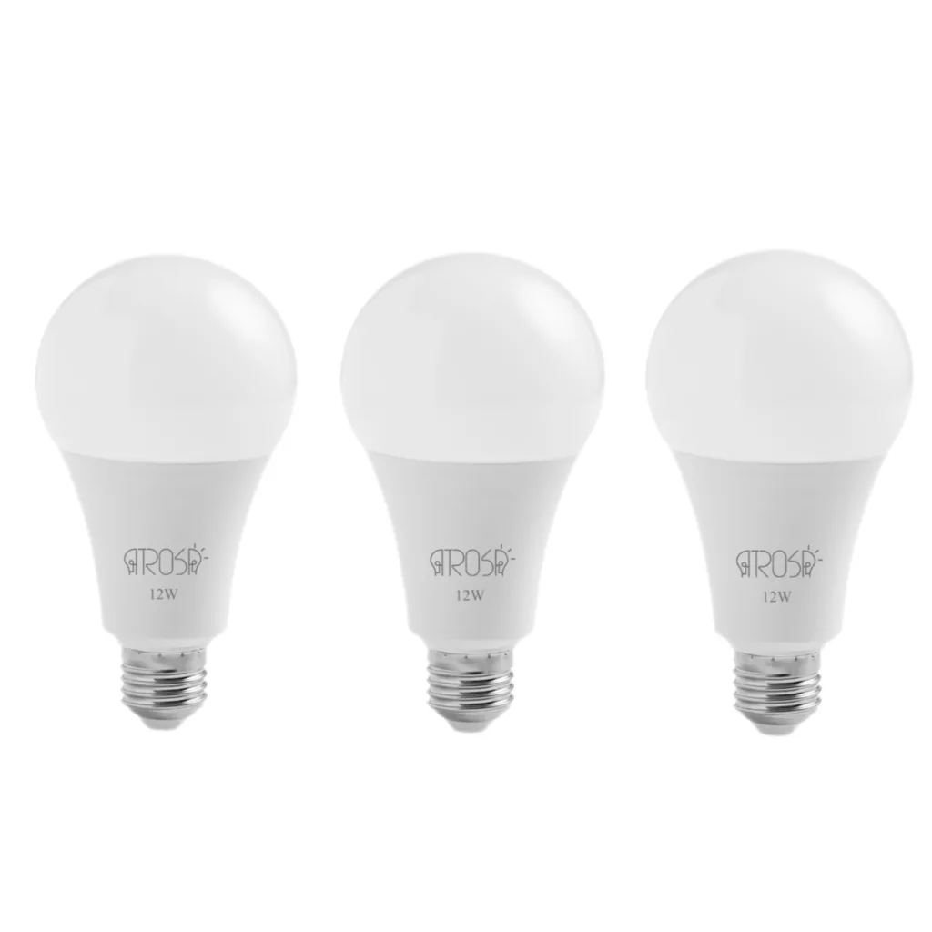 لامپ ال ای دی 12 وات آتروسا مدل حبابی پایه E27 مجموعه 3 عددی