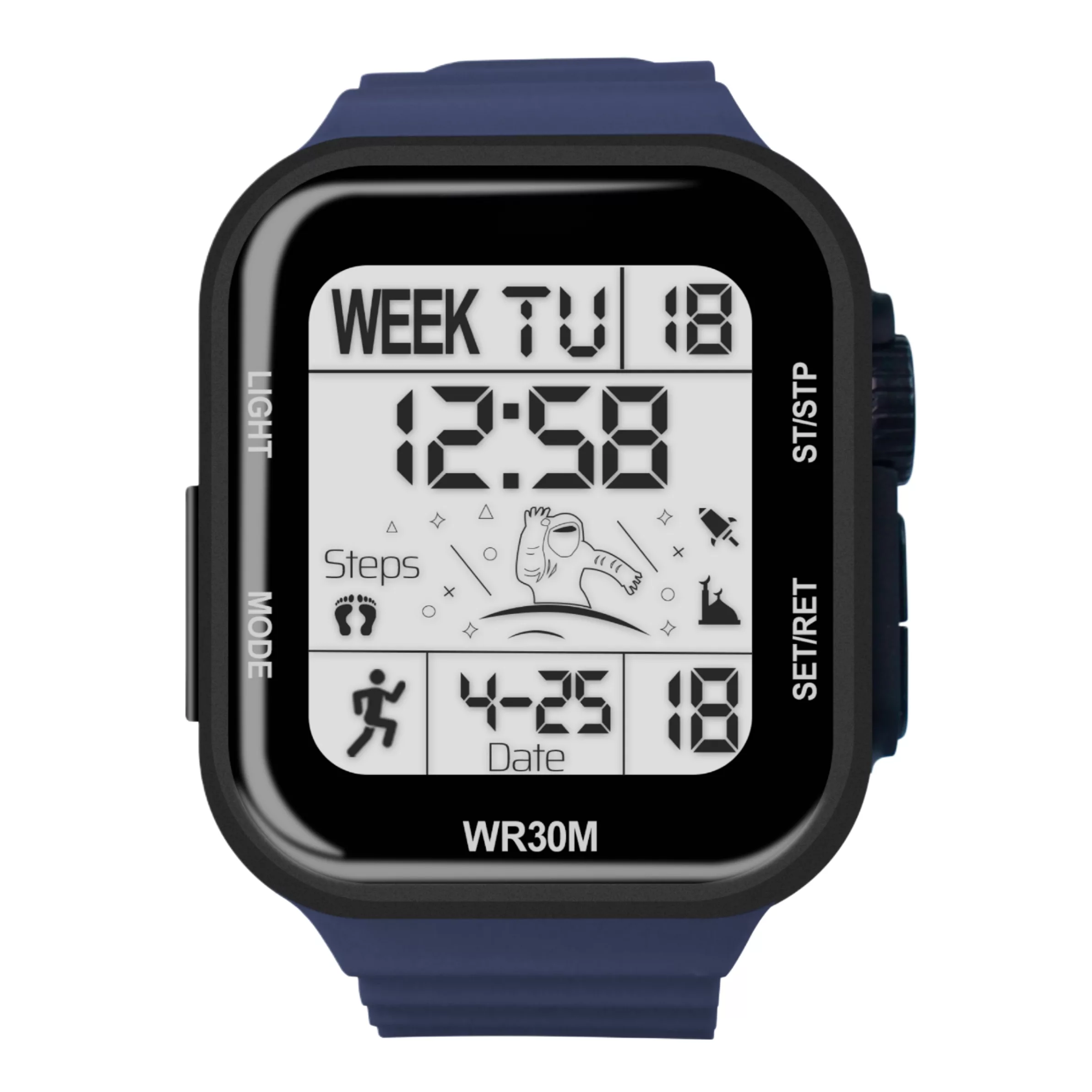 ساعت مچی دیجیتال مدل  اسپرت تک زمانه کرنوگراف بند پیو ضد آب استخری کد B2