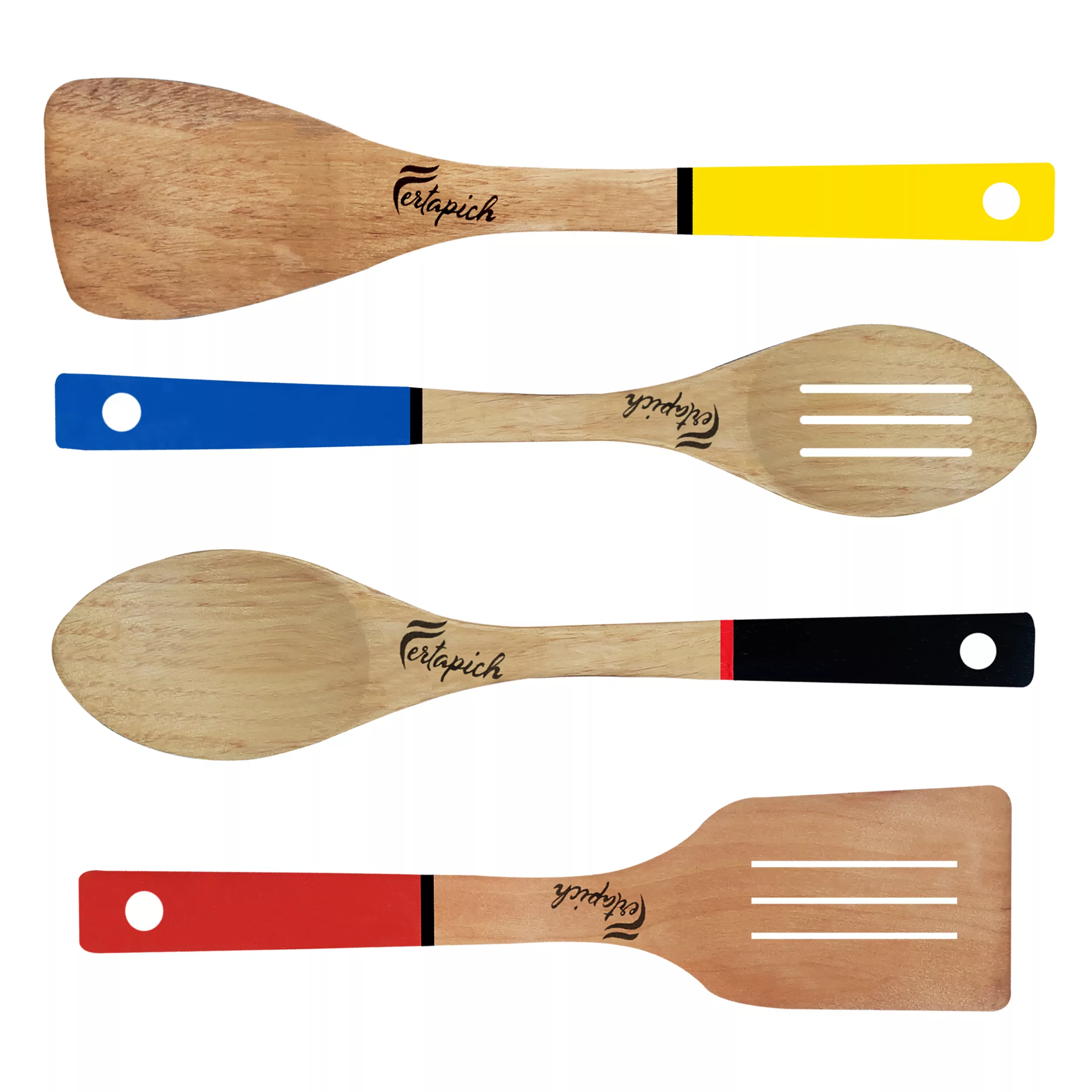 سرویس کفگیر و ملاقه 4 پارچه فرتاپیچ مدل چوبی کد 048