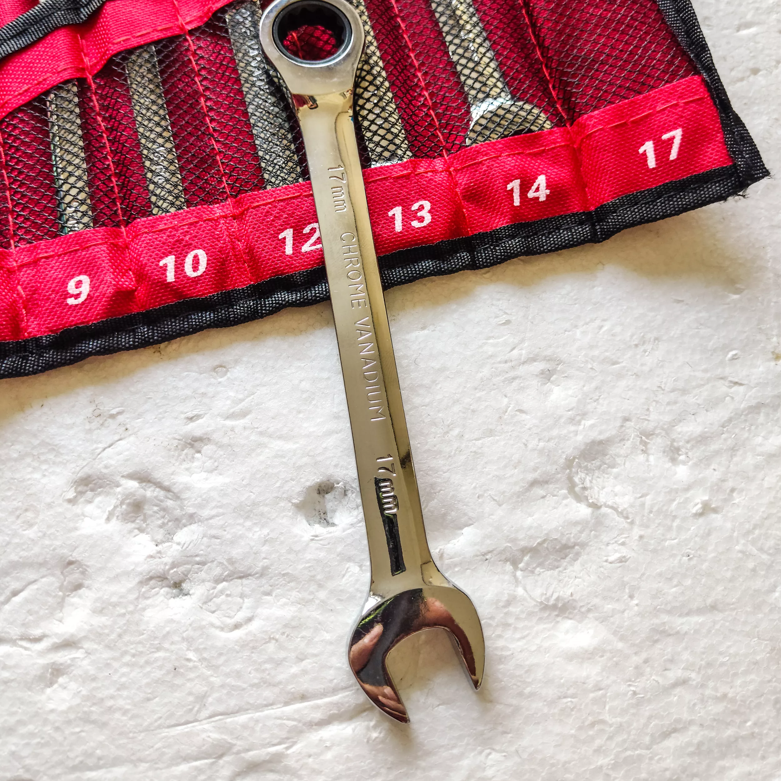 آچار یکسر تخت و یکسر رینگی جغجغه ای جیان کوان مدل RATCHET COMBINATIO WRENCH SET 07 مجموعه 7 عددی