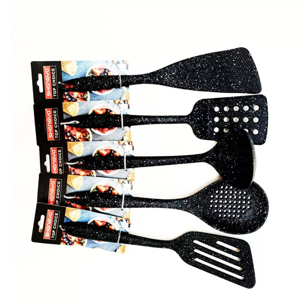 سرویس کفگیر و ملاقه 5 پارچه شنگیا مدل سیلیکونی کد 0005