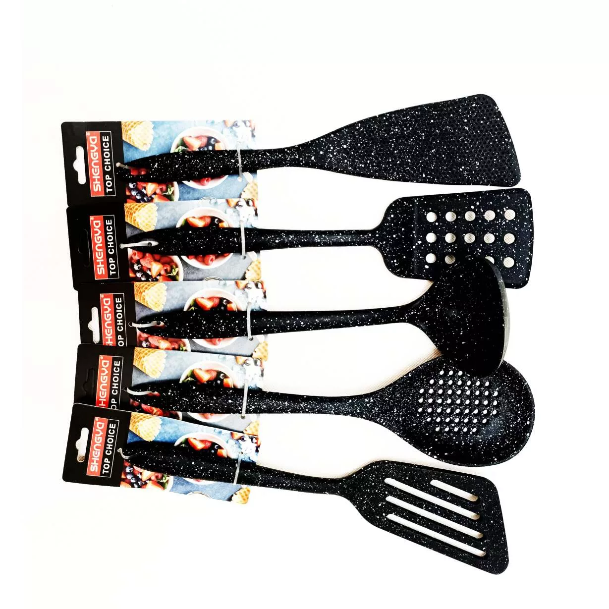 سرویس کفگیر و ملاقه 5 پارچه شنگیا مدل سیلیکونی کد 0005