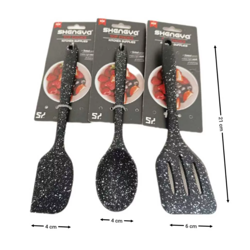 سرویس کفگیر 3 پارچه شنگیا مدل سیلیکونی کهکشانی طرح مینیاتوری