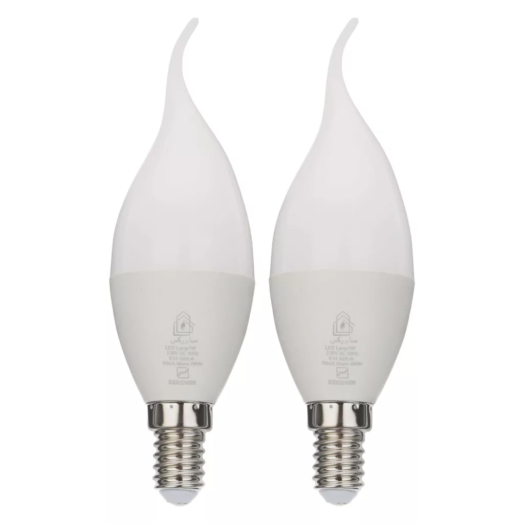 لامپ اس ام دی 7 وات سایروکس مدل شمعی اشکی پایه E14 بسته 2 عددی