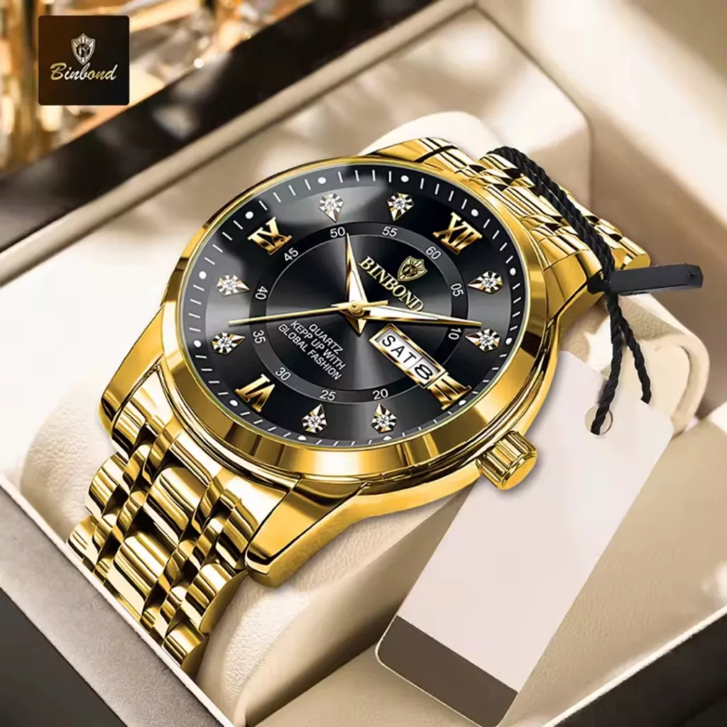 ساعت مچی عقربه‌ای کوارتز مردانه بین باند مدل کلاسیک اسپرت دی دیت بند استیل طرح بافت کد B.6