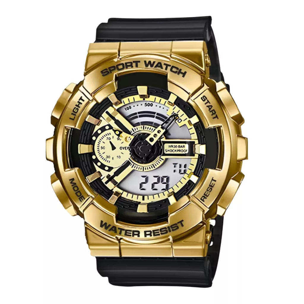 ساعت مچی عقربه ای مدل دو زمانه بند پیو کد 02