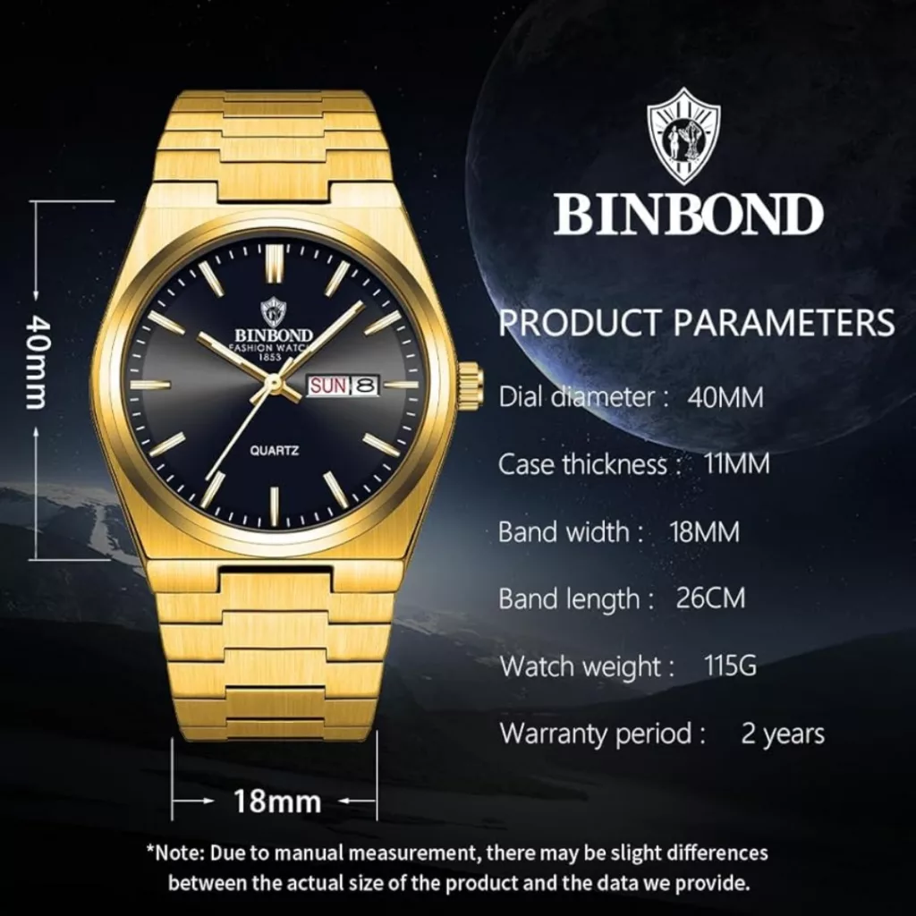 ساعت مچی عقربه‌ای کوارتز مردانه بین باند مدل کلاسیک دی دیت بند استیل قفل مخفی کد ۳