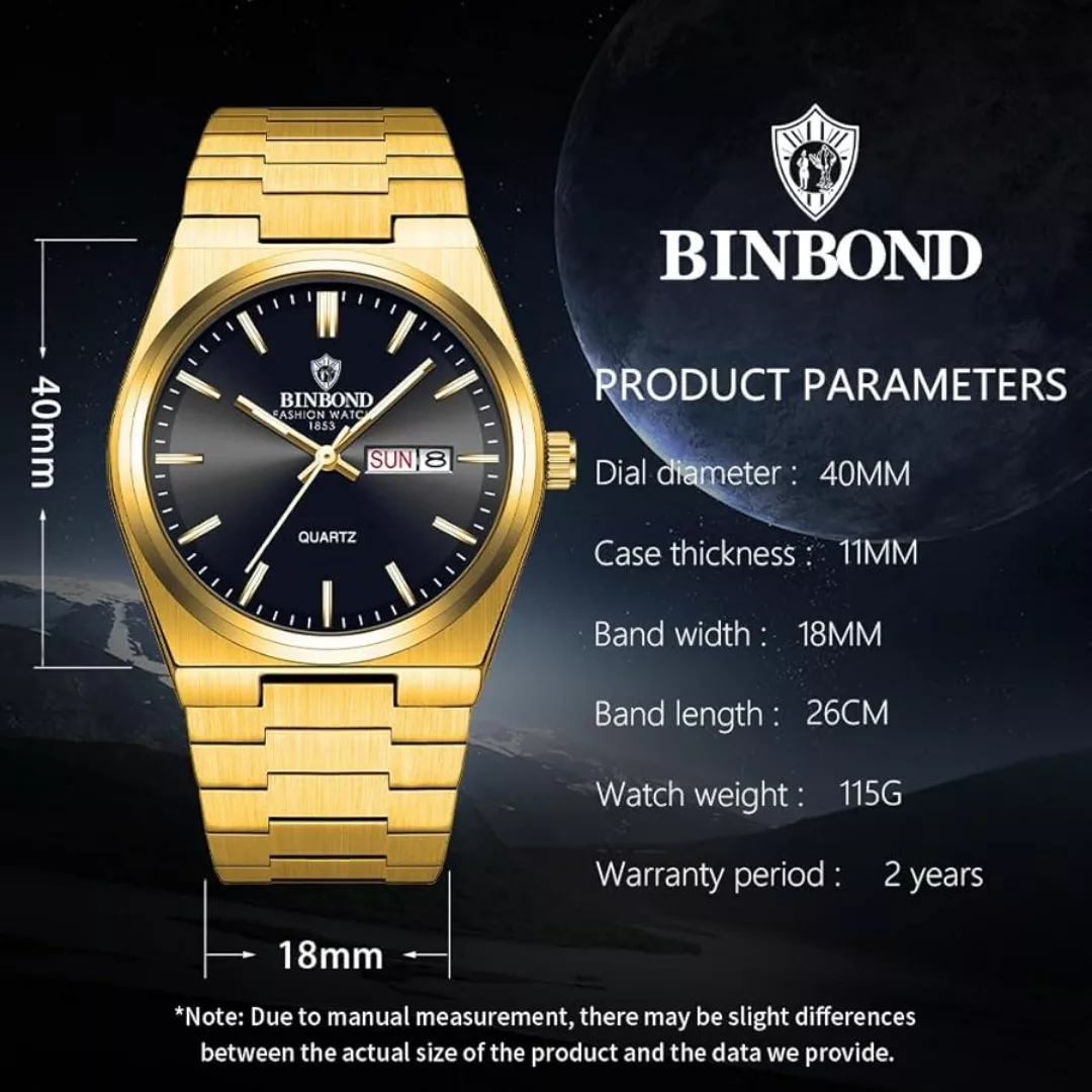 ساعت مچی عقربه‌ای کوارتز مردانه بین باند مدل کلاسیک دی دیت بند استیل قفل مخفی کد ۳