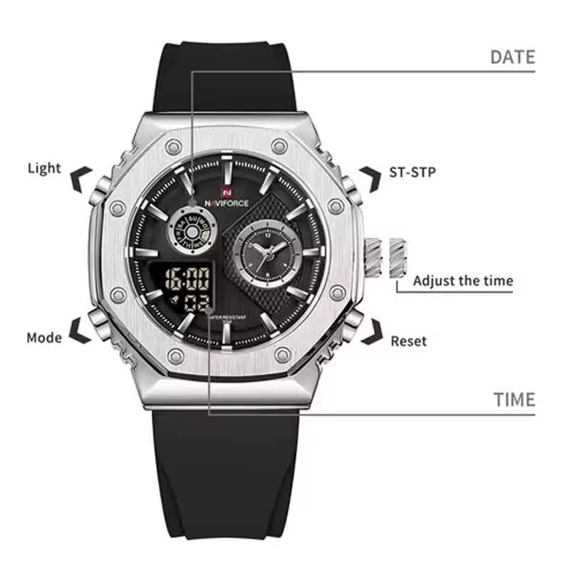 ساعت مچی دیجیتال مردانه نیوی فورس مدل NF9216 S B B