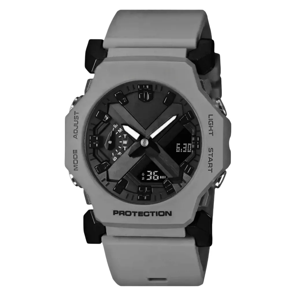 ساعت مچی عقربه‌ای کوارتز مردانه مدل دو زمانه کرنوگراف بند پیو کد b