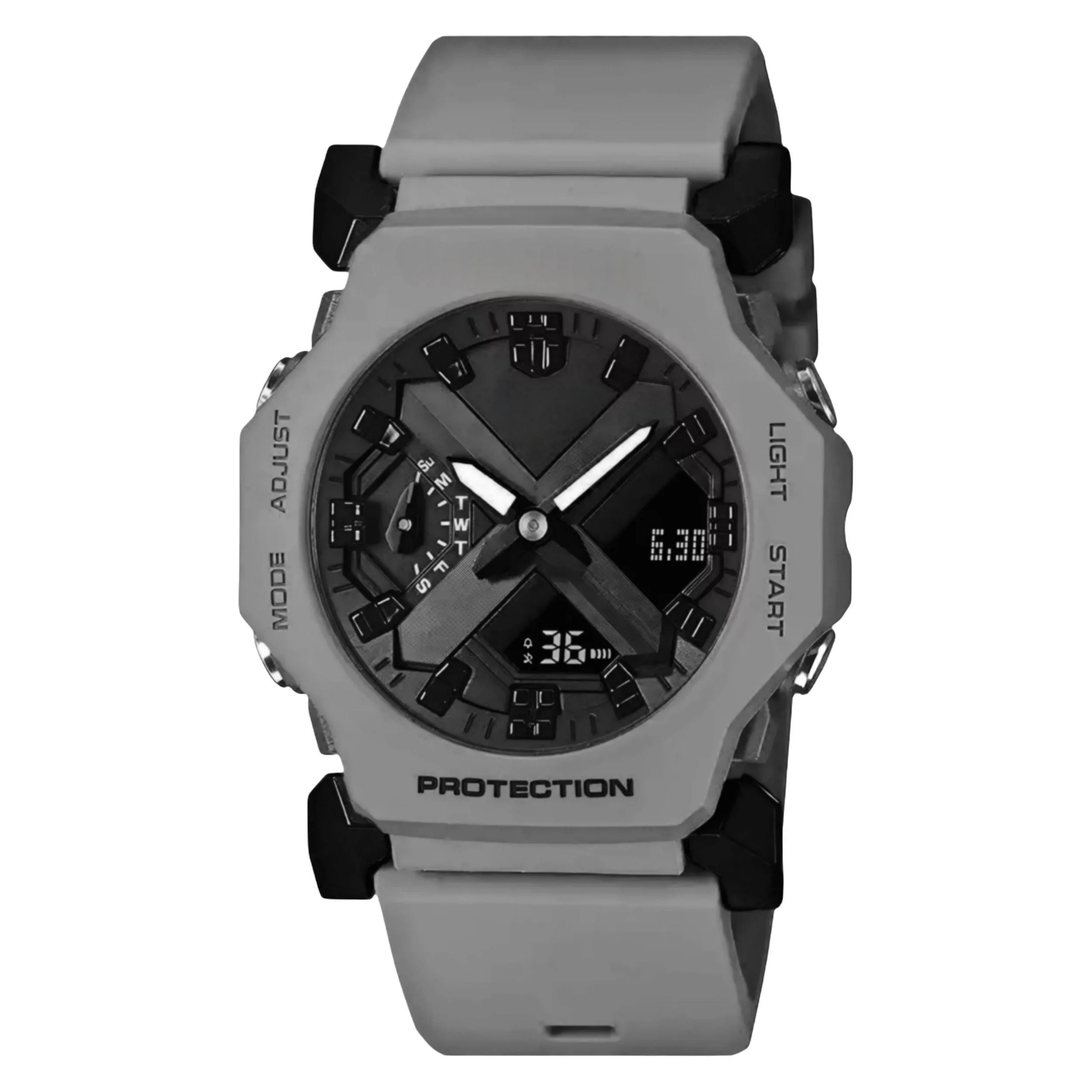 ساعت مچی عقربه‌ای کوارتز مردانه مدل دو زمانه کرنوگراف بند پیو کد b