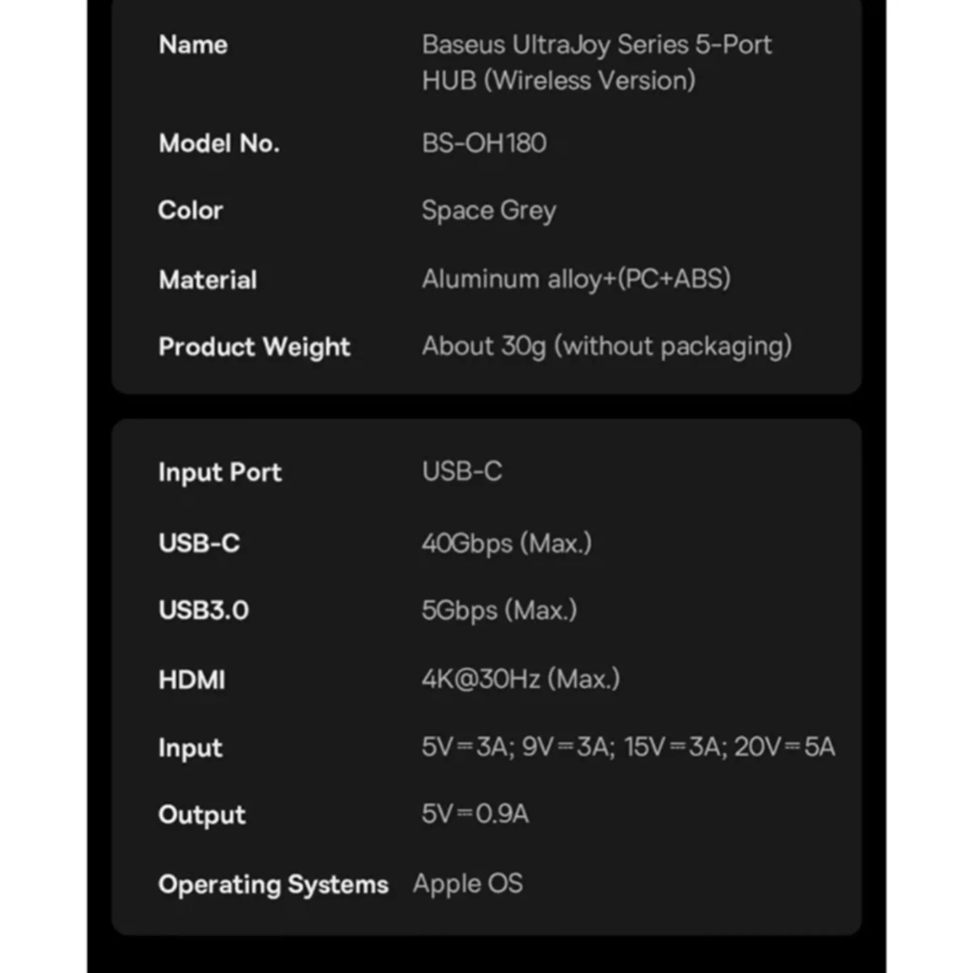 هاب 5 پورت USB-C بیسوس مدل BS-OH180 Direct Link Type