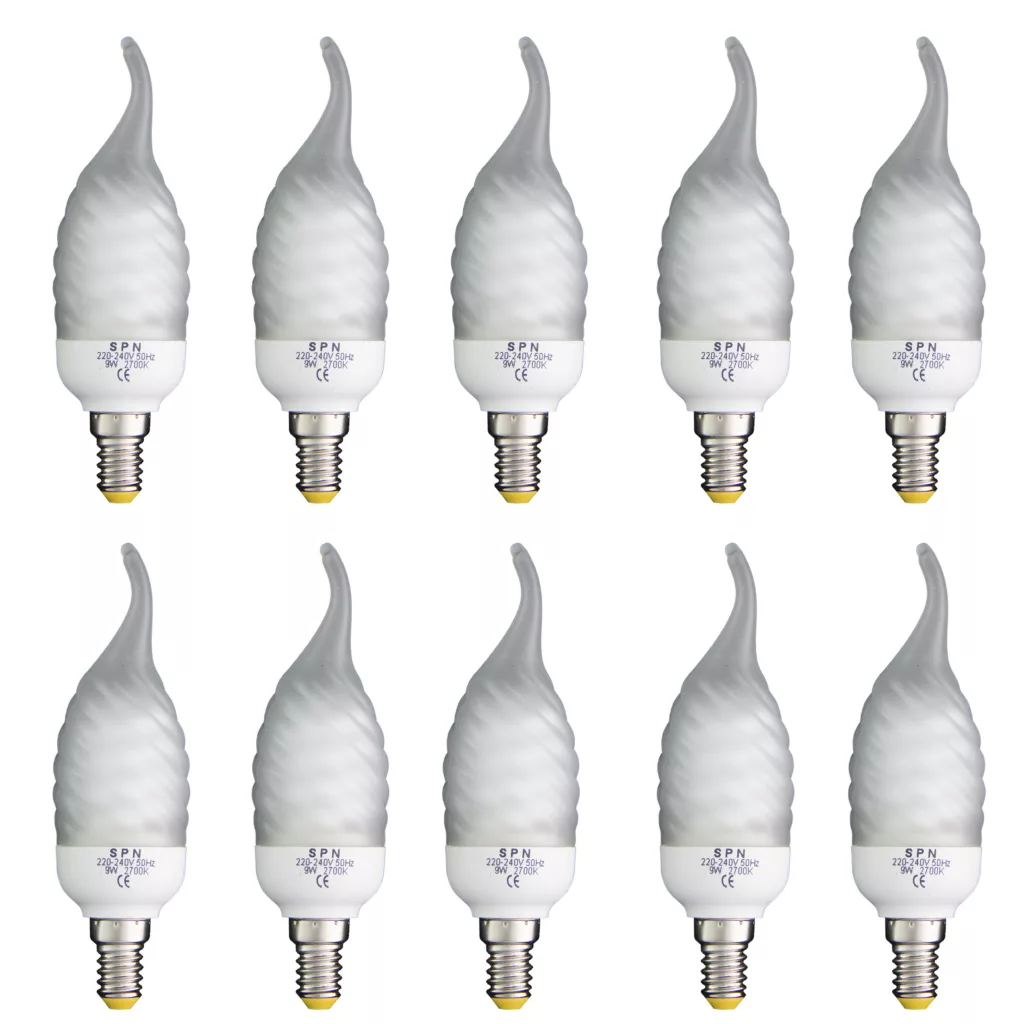 لامپ کم مصرف 9 وات اس پی ان مدل 90 پایه E14 بسته 10 عددی
