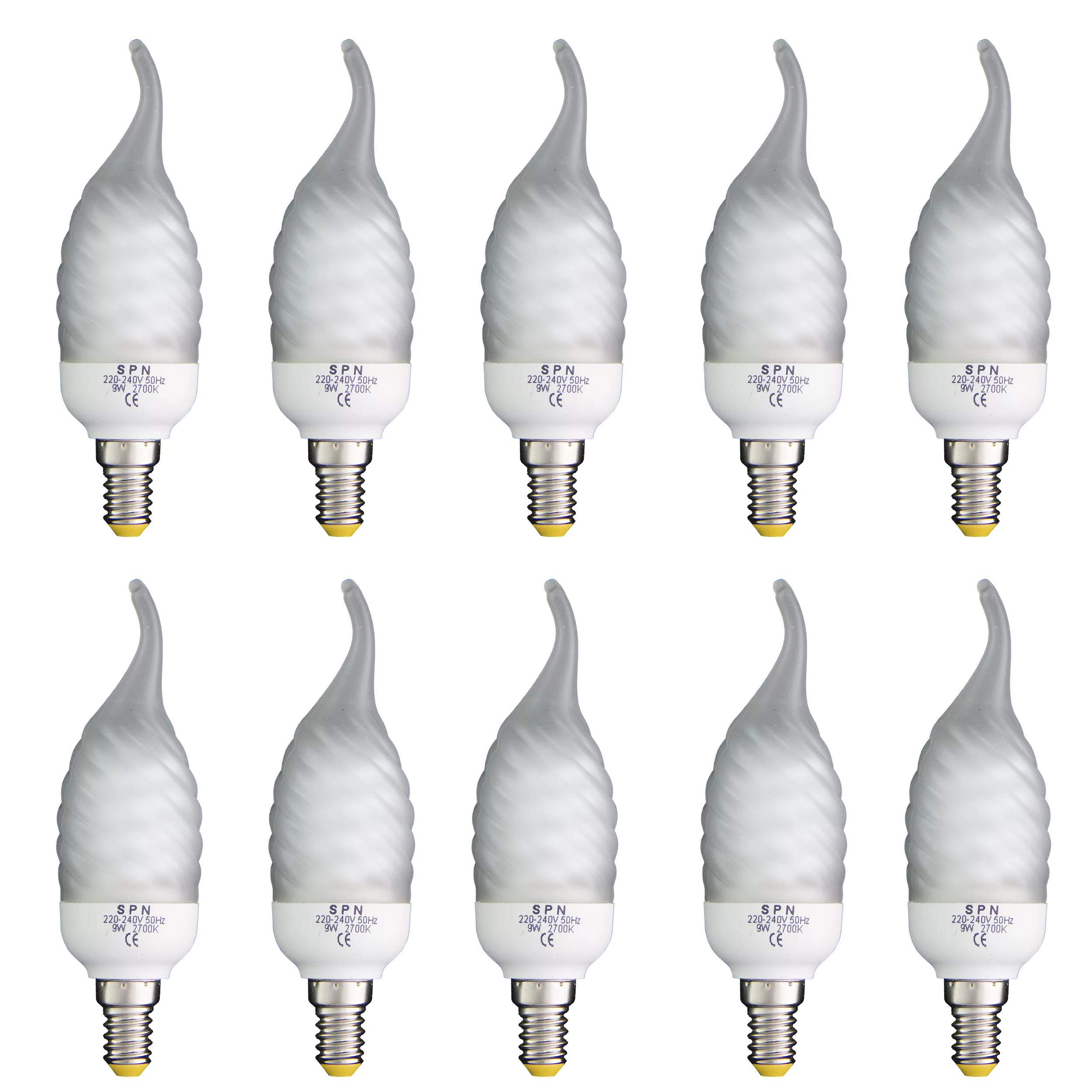 لامپ کم مصرف 9 وات اس پی ان مدل 90 پایه E14 بسته 10 عددی