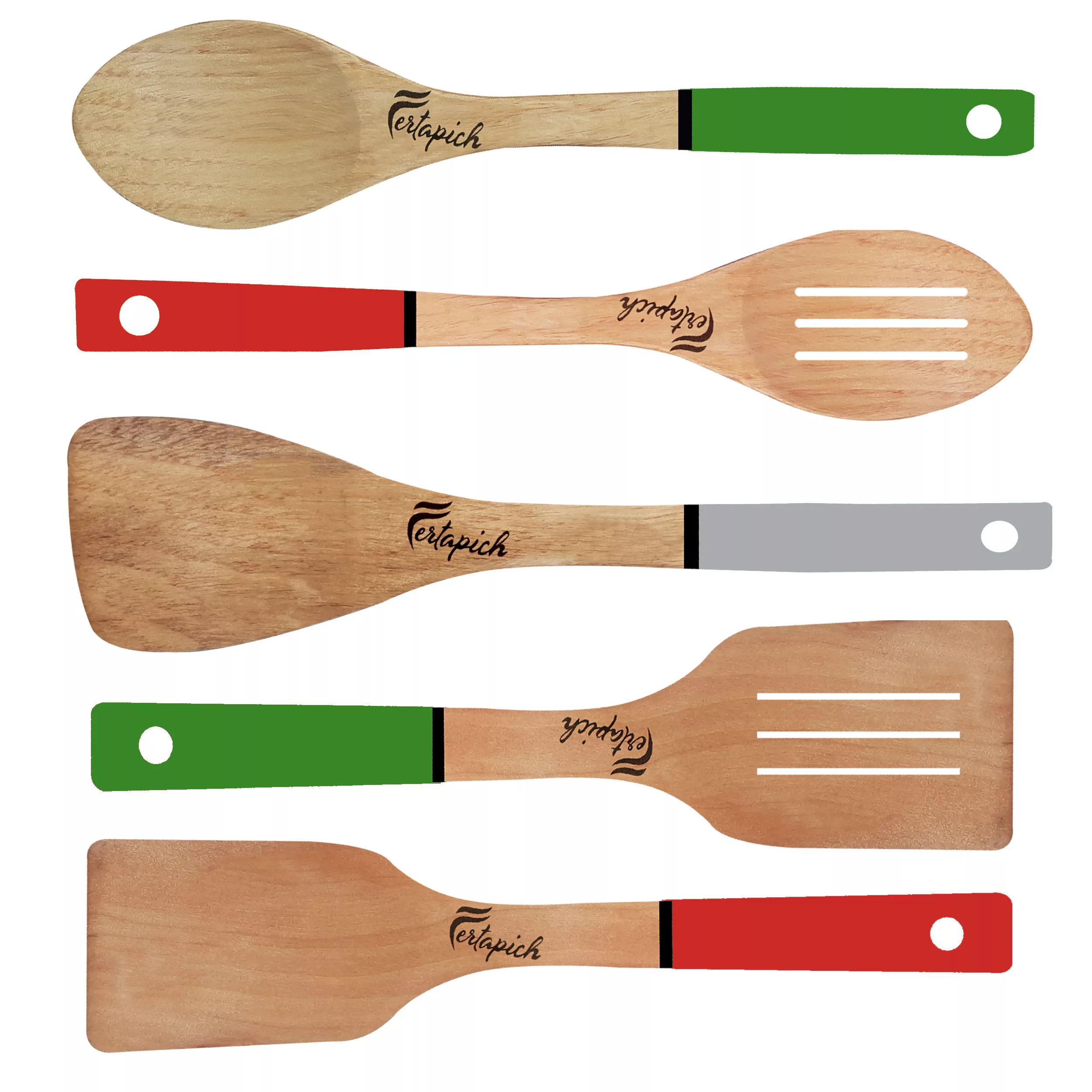 سرویس کفگیر و ملاقه 5 پارچه فرتاپیچ مدل چوبی کد 054