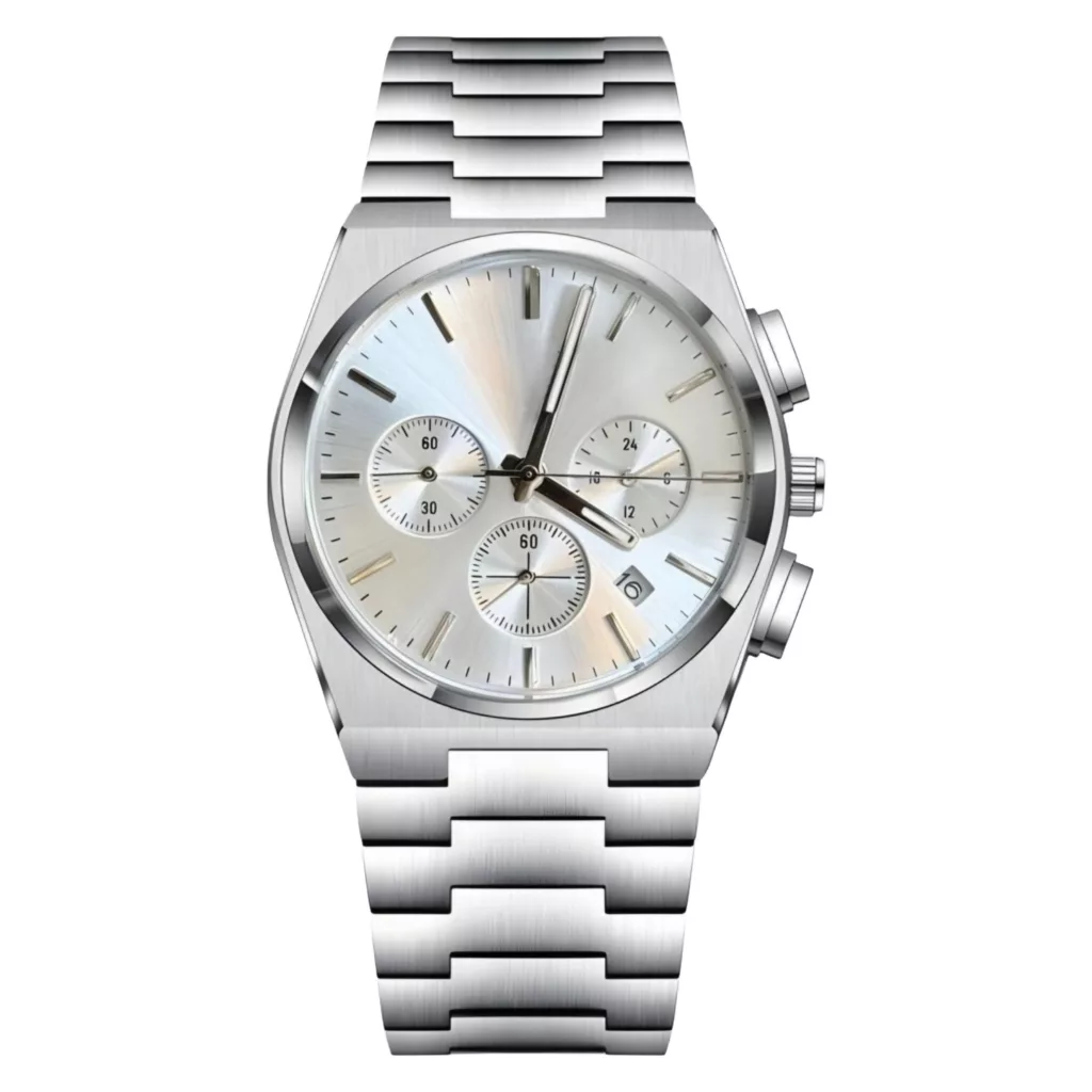 ساعت مچی عقربه‌ای کوارتز مردانه مدل سه موتور فعال کرنوگراف بند استیل قفل مخفی کد ۳