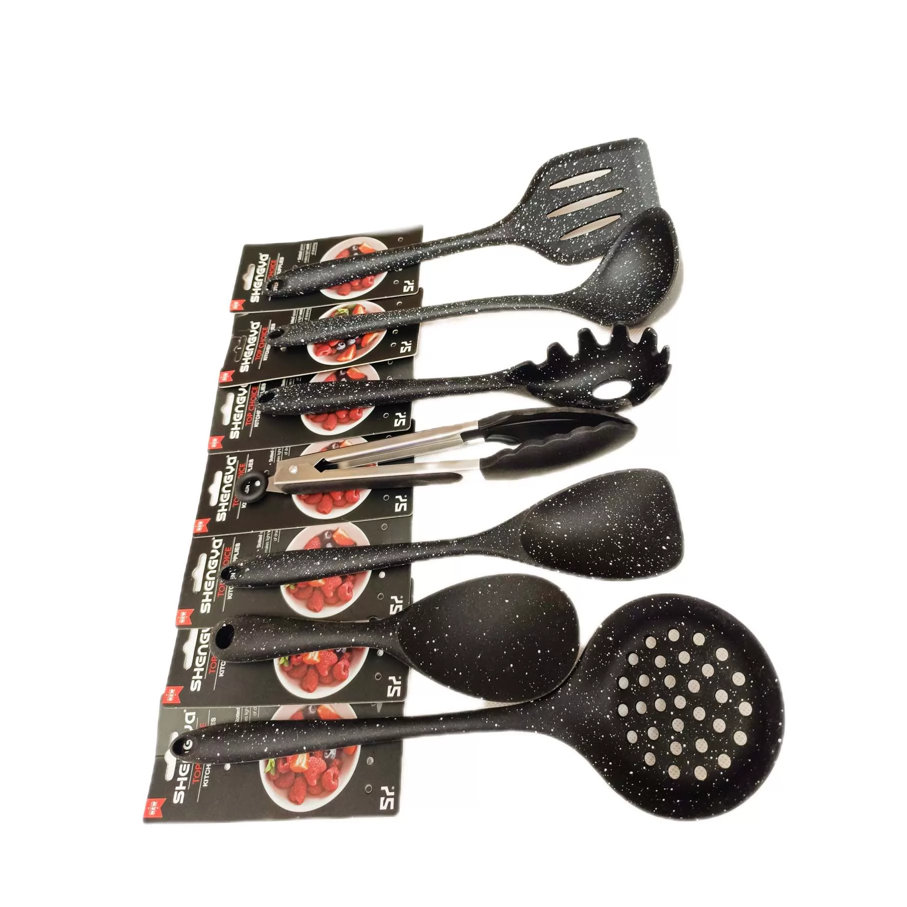 سرویس کفگیر و ملاقه 7 پارچه شنگیا مدل سیلیکونی کهکشانی کد New 7_3