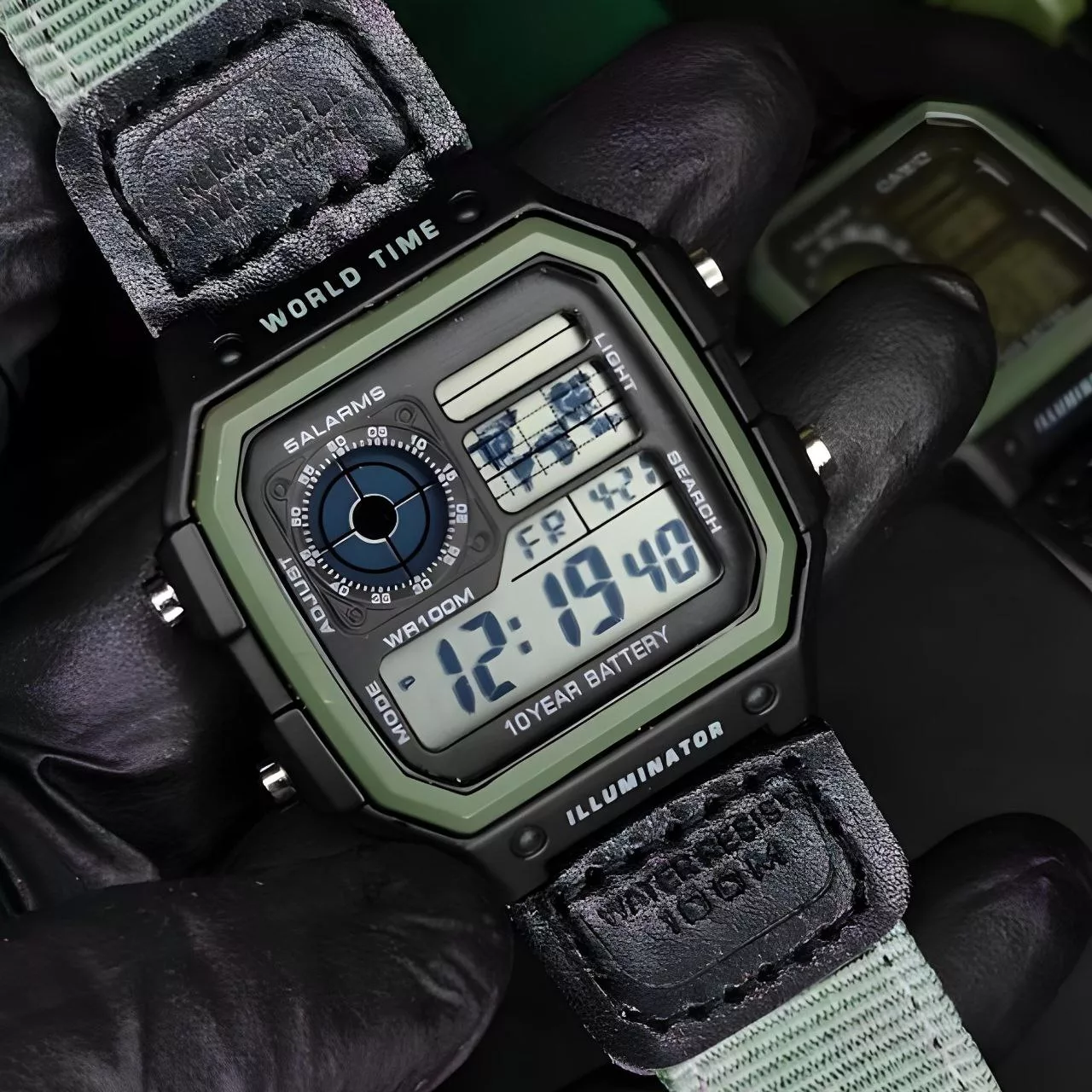 ساعت مچی دیجیتال مدل بند برزنتی ضد حساسیت کد 02