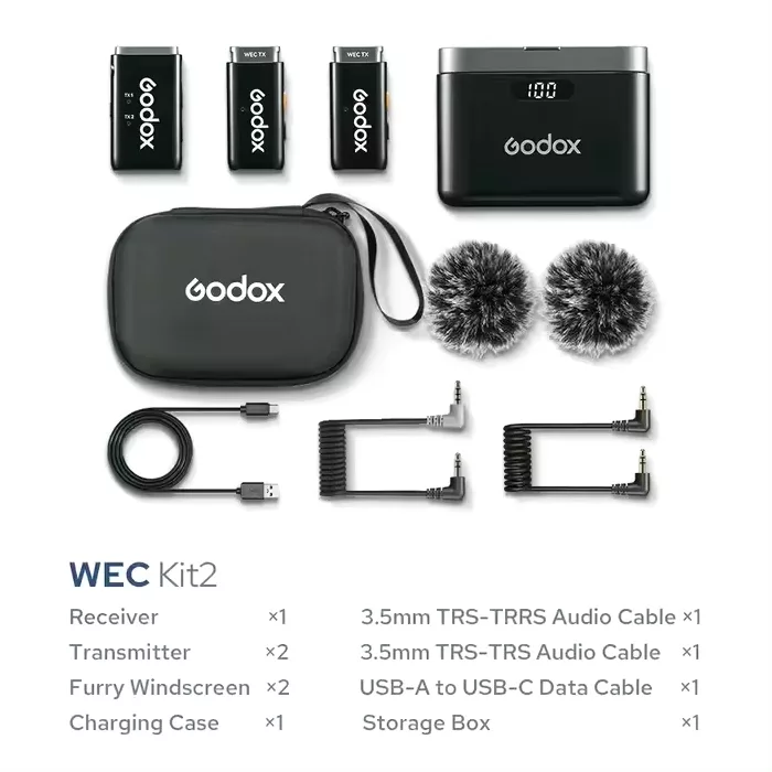 ست میکروفن بی سیم گودکس مدل WEC Kit2 با درگاه اتصال جک ۳.۵ میلیمتری