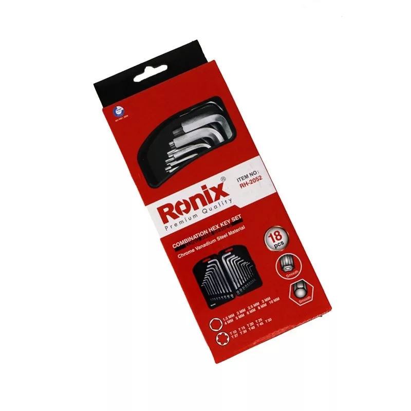 مجموعه 18 عددی آچار آلن و آچار ستاره‌ای رونیکس مدل NIX-2052