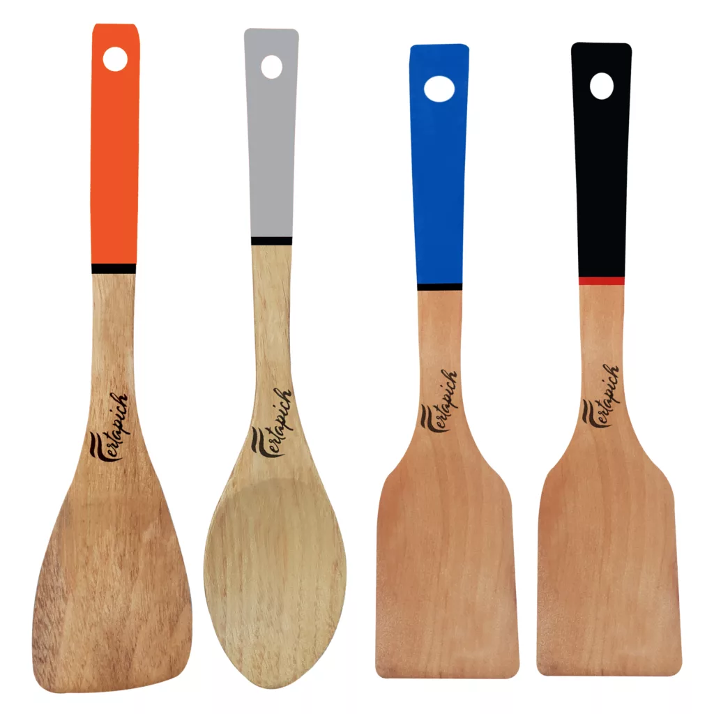 سرویس کفگیر و ملاقه 4 پارچه فرتاپیچ مدل چوبی کد 071