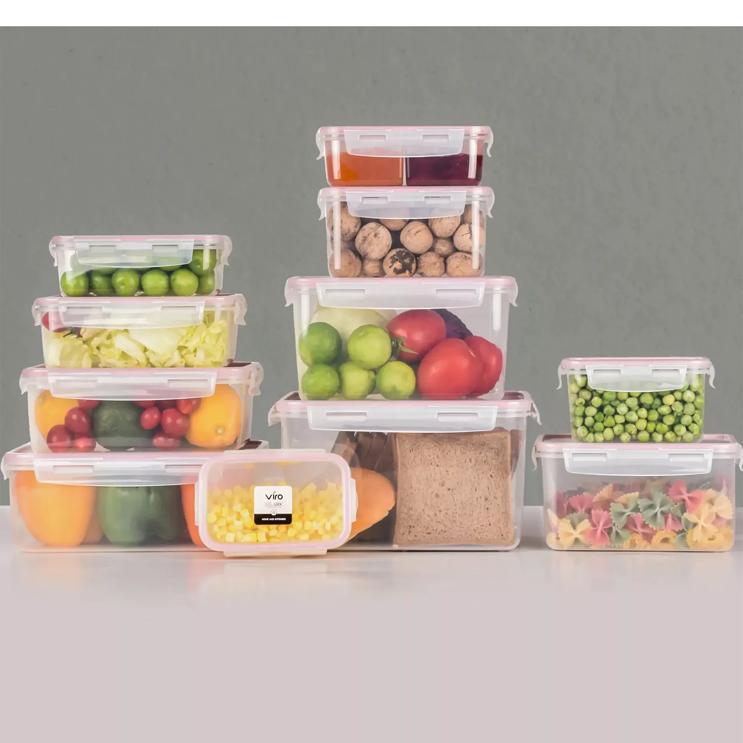 ظرف نگهدارنده ویرو پلاستیک مدل فریزری easy lock مجموعه 5 عددی