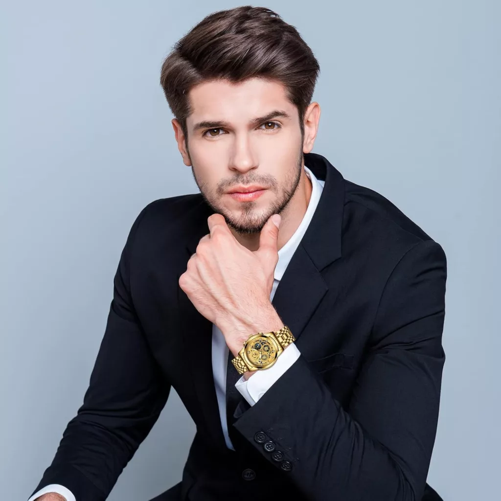 ساعت مچی عقربه‌ای کوارتز مردانه مدل اسپرت تک موتوره تقویم دار صفحه اسکلتون کد ۲