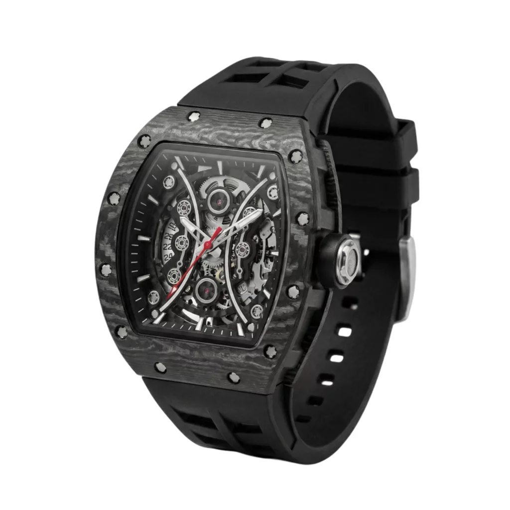 ساعت مچی عقربه‌ای کوارتز مردانه مدل اسپرت تک موتوره صفحه نیمه اسکلتون بند پیو کد R۳