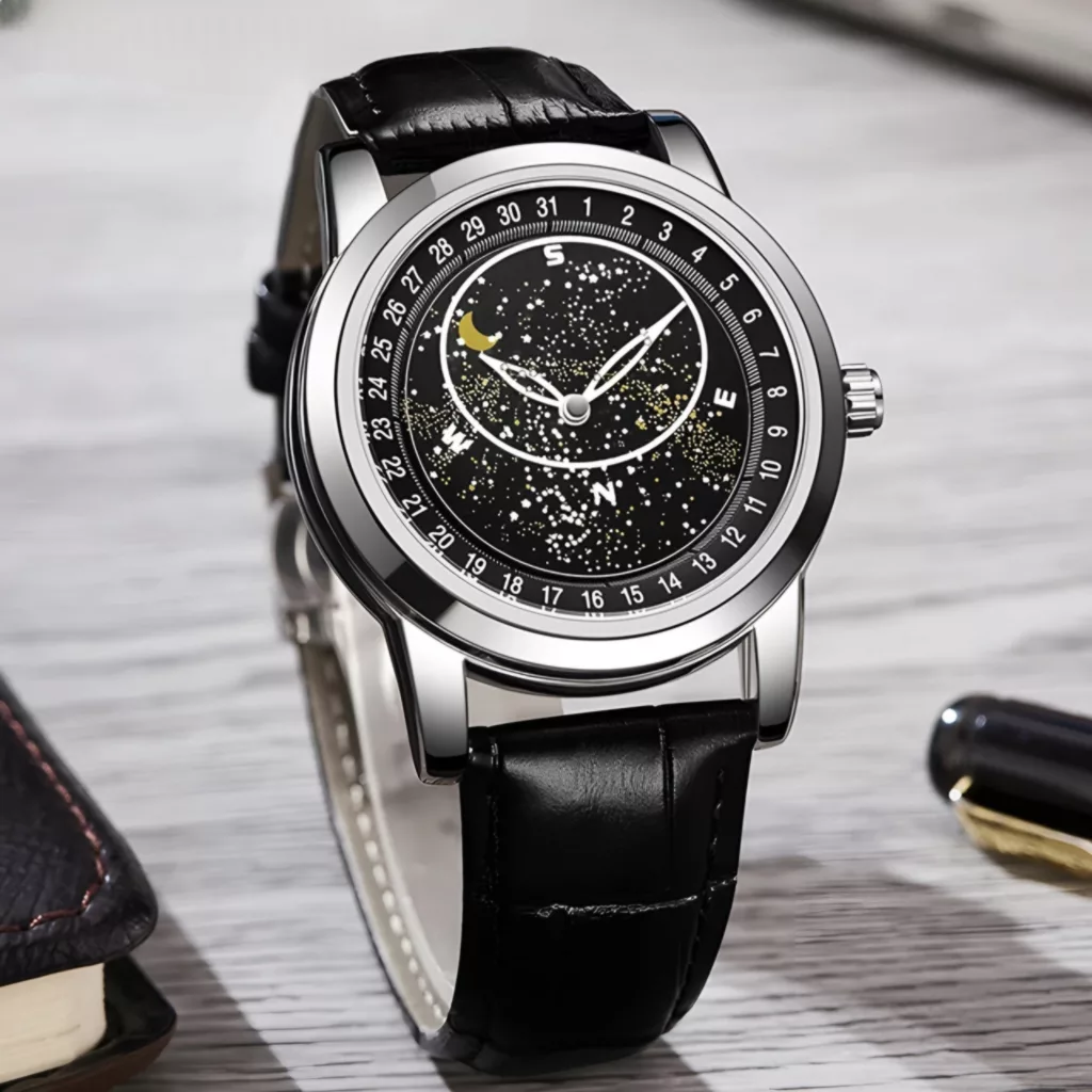 ساعت مچی عقربه‌ای مردانه مدل صفحه کهکشانی چرخان کد 2