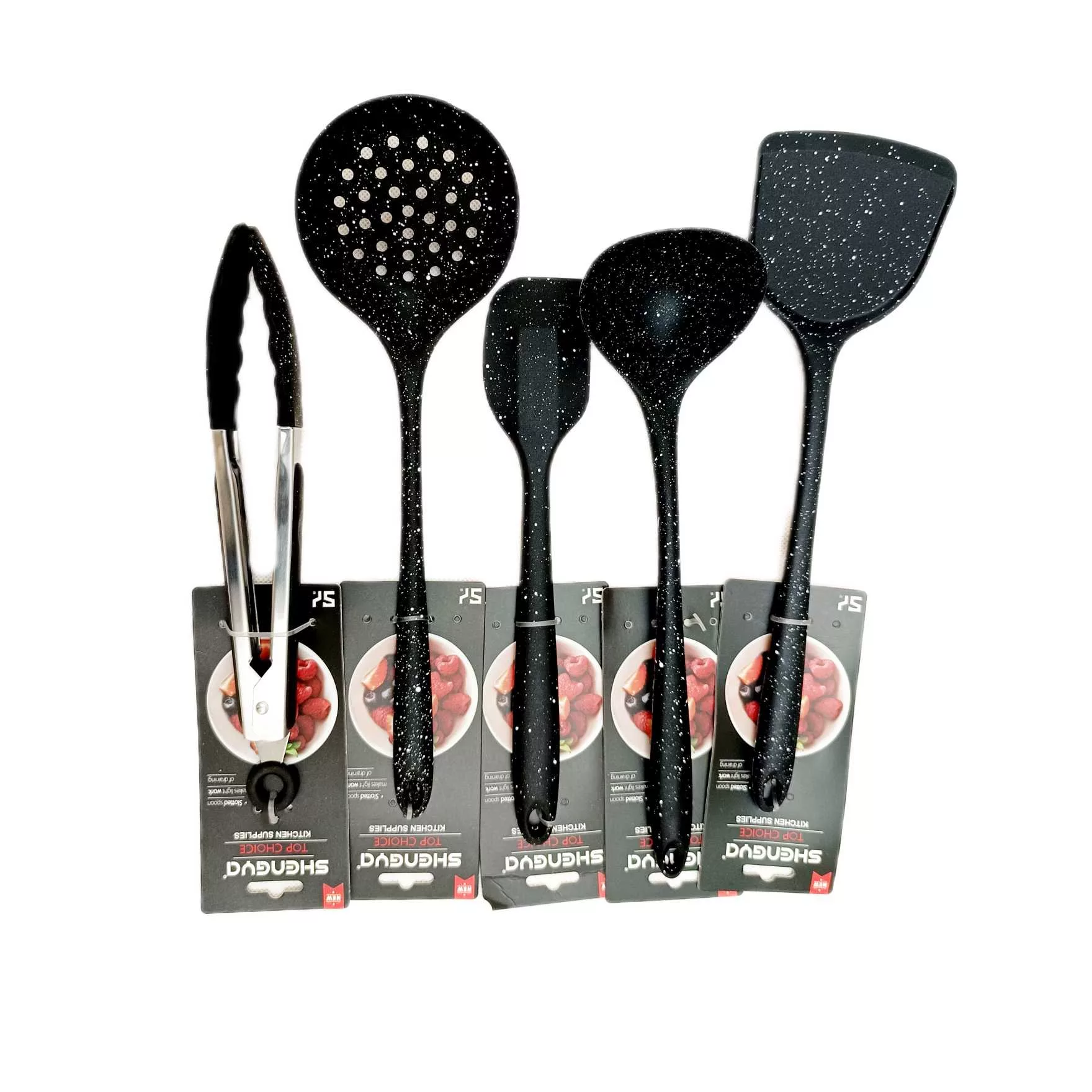 سرویس کفگیر و ملاقه 5 پارچه شنگیا مدل سیلیکونی کهکشانی