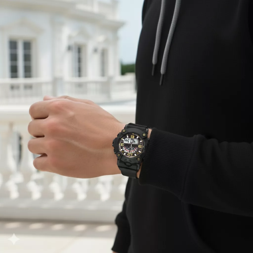 ساعت مچی دیجیتال مدل اسپرت تک زمانه بند پیو کرنوگراف کد EP1