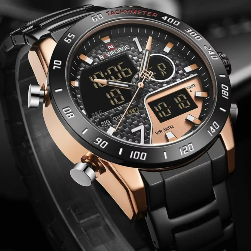 ساعت مچی عقربه‌ای مکانیکی مردانه نیوی فورس مدل دوزمانه 88N91F71