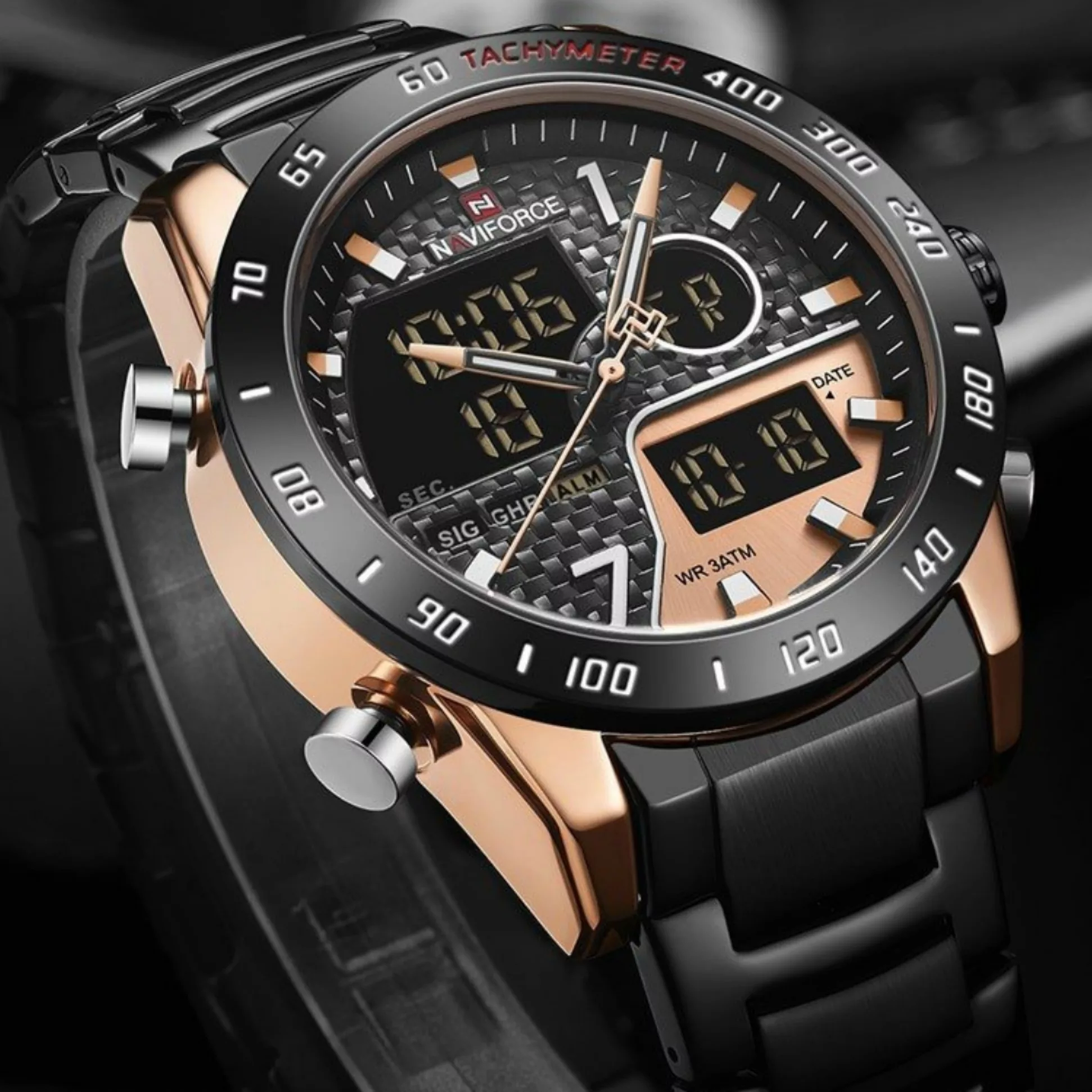 ساعت مچی عقربه‌ای مکانیکی مردانه نیوی فورس مدل دوزمانه 88N91F71