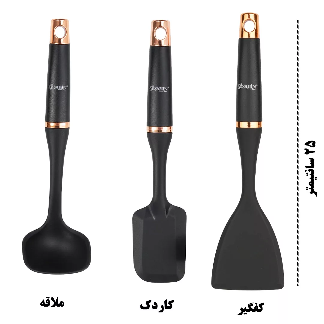 سرویس کفگیر و ملاقه 7 پارچه شاهین مدل STEELA_7SH