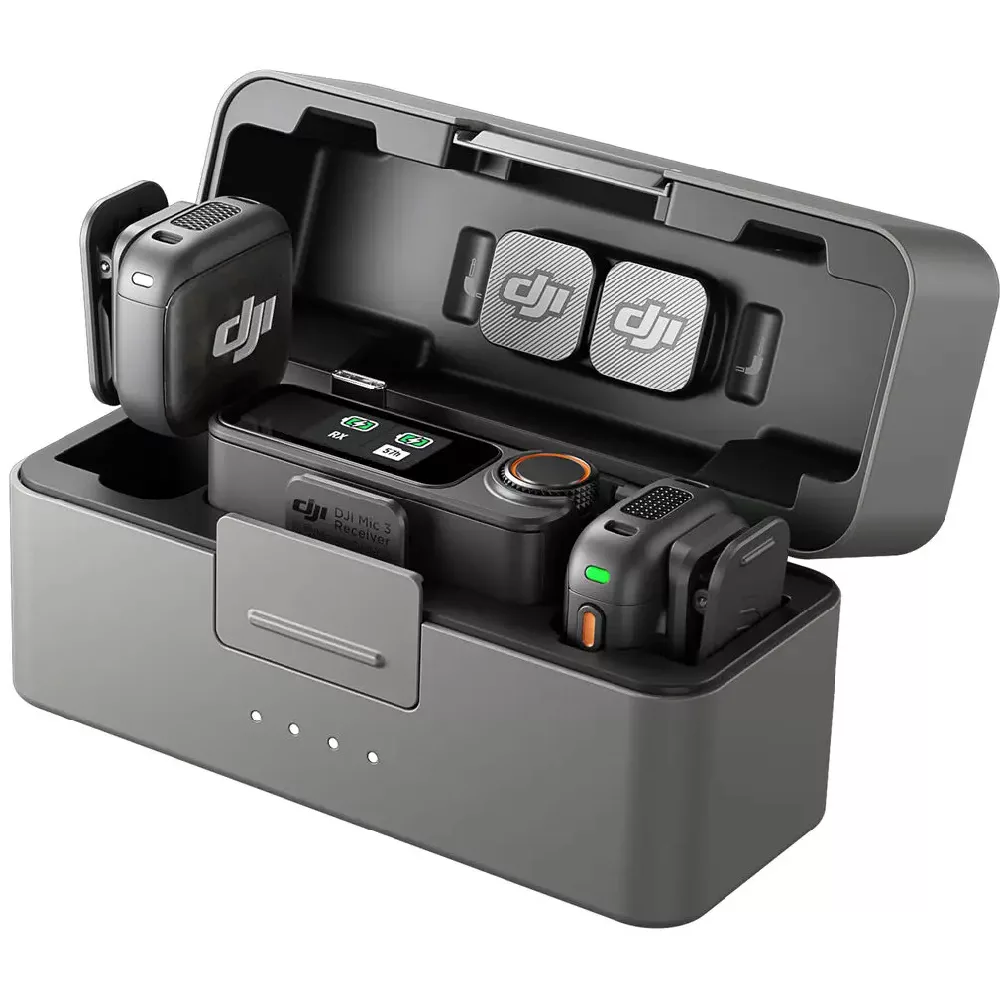 ست میکروفن بی سیم دی جی آی مدل Mic 3 دوکاربره با درگاه اتصال Type-c