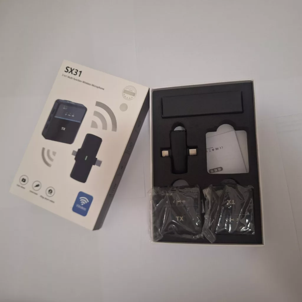 میکروفن یقه ای بی سیم مدل SX31-dual با درگاه تایپ سی و لایتنینگ