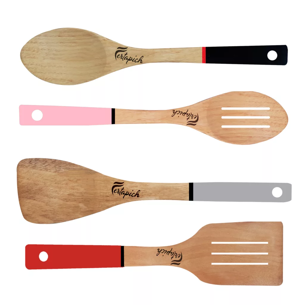 سرویس کفگیر و ملاقه 4 پارچه فرتاپیچ مدل چوبی کد 055