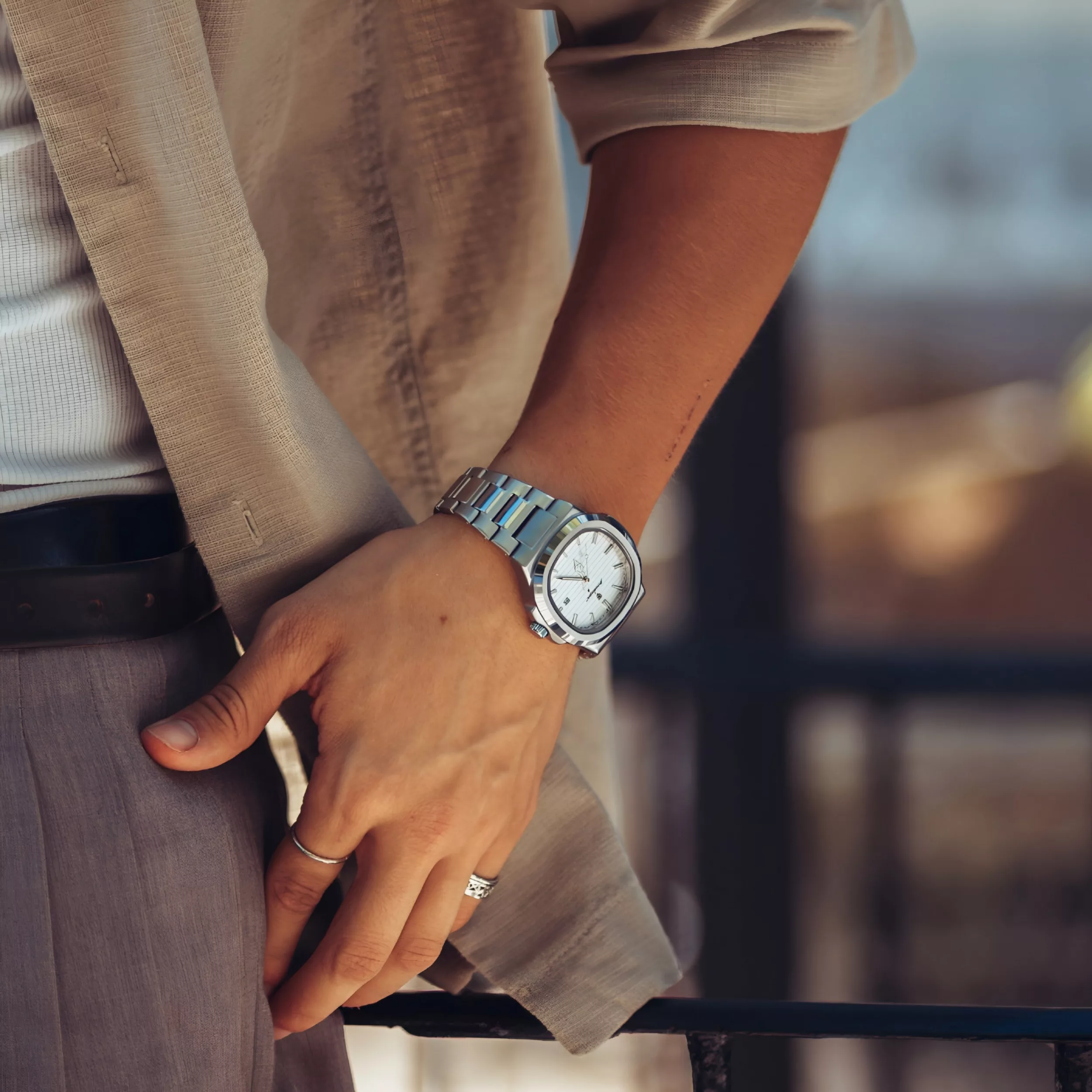 ساعت مچی عقربه‌ای کوارتز مردانه پوداگار مدل ناتیلوس اسپرت تک موتوره بند استیل دیت جاست قفل مخفی کد P2