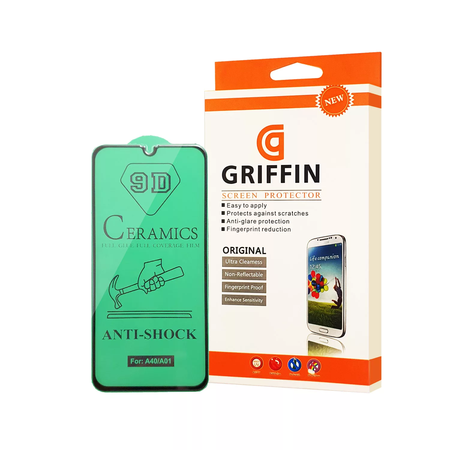 محافظ صفحه نمایش سرامیکی گریفین مدل FLCRG GN st مناسب برای گوشی موبایل سامسونگ Galaxy A01