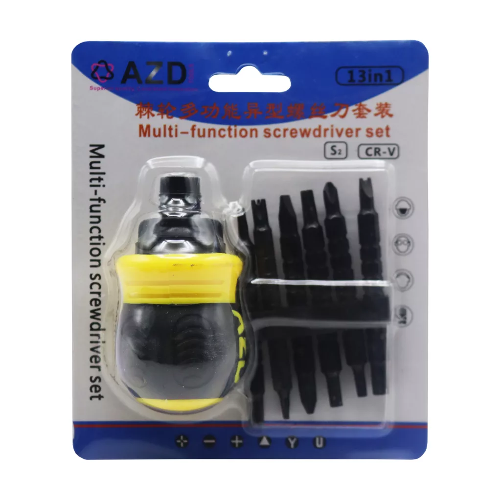 پیچ گوشتی مشتی جغجغه ای ای زد دی مدل همه کاره کد YP-13IN1- بسته 7 عددی