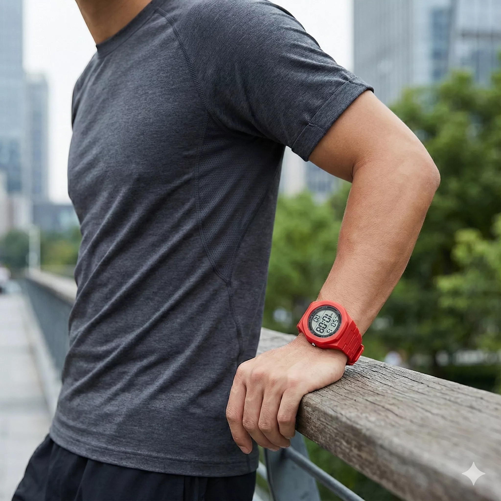 ساعت مچی دیجیتال مردانه مدل اسپرت تک زمانه بند کربنی سبک قفل مخفی کد C2