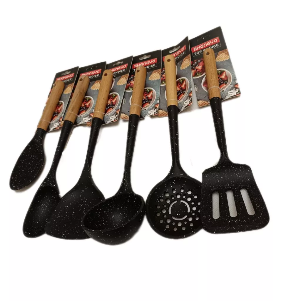 سرویس کفگیر و ملاقه 6 پارچه شنگیا مدل دسته بامبو کد P5038006