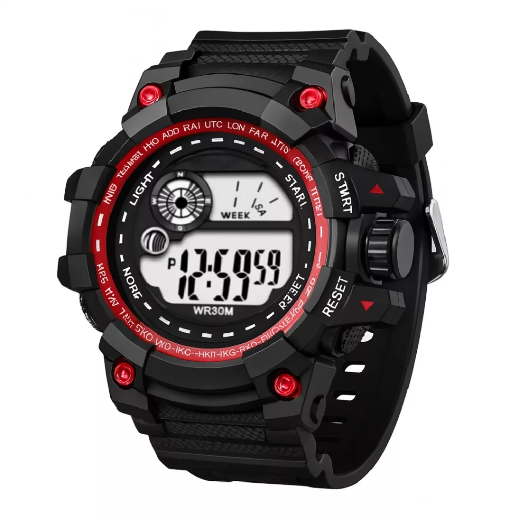 ساعت مچی دیجیتال مردانه مدل تک زمانه بند پیو کرنومتر دار کد A1